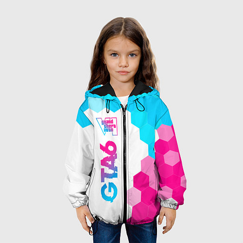 Детская куртка GTA6 neon gradient style по-вертикали / 3D-Черный – фото 3