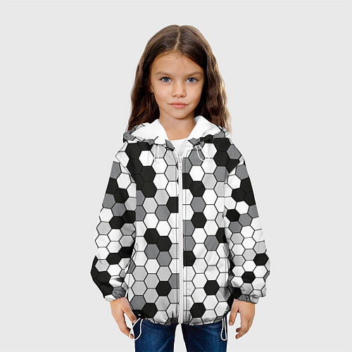 Детская куртка Камуфляж гексагон серый / 3D-Белый – фото 3