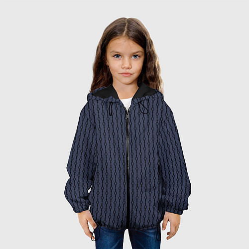 Детская куртка Чёрный узор на серо-синем / 3D-Черный – фото 3
