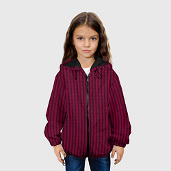 Куртка с капюшоном детская Полосы цепочки красно-пурпурный, цвет: 3D-черный — фото 2