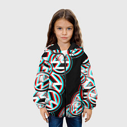 Куртка с капюшоном детская Volkswagen glitch pattern, цвет: 3D-черный — фото 2