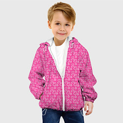 Куртка с капюшоном детская Паттерн маленький сердечки розовый, цвет: 3D-белый — фото 2