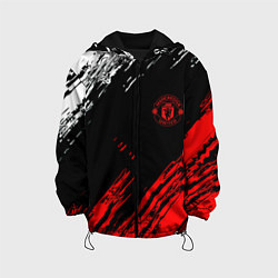 Куртка с капюшоном детская ФК Манчестер Юнайтед спортивные краски, цвет: 3D-черный