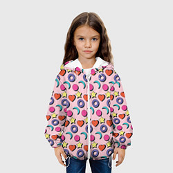 Куртка с капюшоном детская Современный узор с сердечной звездой и кругом, цвет: 3D-белый — фото 2