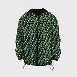 Куртка с капюшоном детская Зелёные черепа на чёрном фоне, цвет: 3D-черный