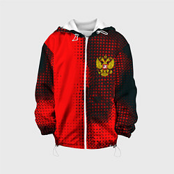 Куртка с капюшоном детская Россия герб спорт краски, цвет: 3D-белый