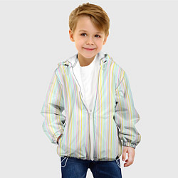 Куртка с капюшоном детская Тонкие цветные полосы на белом, цвет: 3D-белый — фото 2