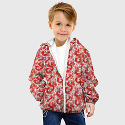 Куртка с капюшоном детская Красные драконы на белом фоне, цвет: 3D-белый — фото 2