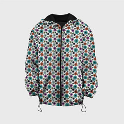 Куртка с капюшоном детская Цветочный паттерн молочный, цвет: 3D-черный