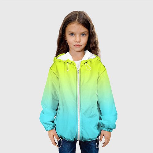 Детская куртка Ярко-зеленый и бирюзовый градиент / 3D-Белый – фото 3