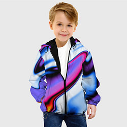 Куртка с капюшоном детская Яркая цветная волна, цвет: 3D-черный — фото 2