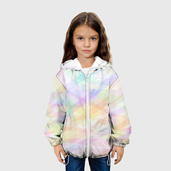 Куртка с капюшоном детская Цветные полупрозрачные полосы, цвет: 3D-белый — фото 2