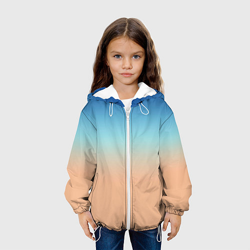 Детская куртка Сине-бежевый градиент / 3D-Белый – фото 3