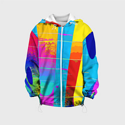 Куртка с капюшоном детская Цветная абстракция - поп арт, цвет: 3D-белый