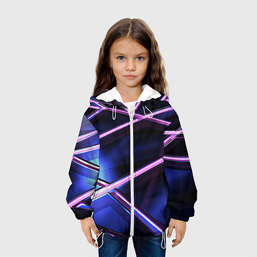 Детская куртка Фиолетовая геометрическая абстракция / 3D-Белый – фото 3