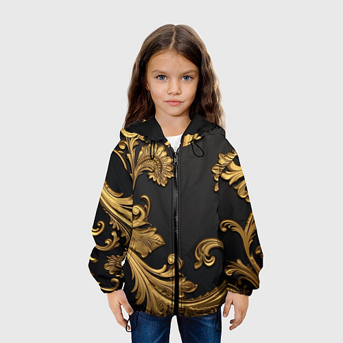 Детская куртка Лепнина золотые объемные узоры / 3D-Черный – фото 3