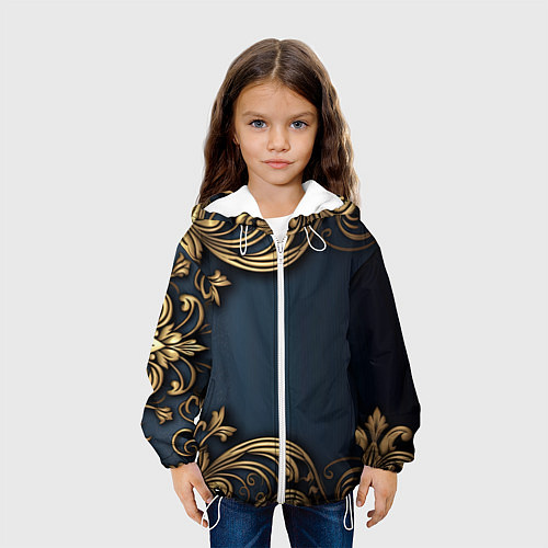 Детская куртка Лепнина объемные золотые узоры на ткани / 3D-Белый – фото 3