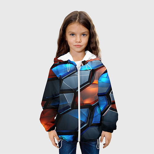 Детская куртка Прозрачные абстрактные плиты / 3D-Белый – фото 3