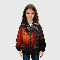 Куртка с капюшоном детская Черные камни на красном взрыв, цвет: 3D-черный — фото 2