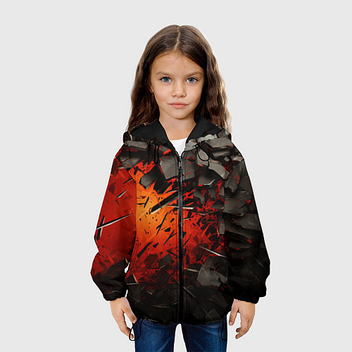 Детская куртка Черные камни на красном взрыв / 3D-Черный – фото 3