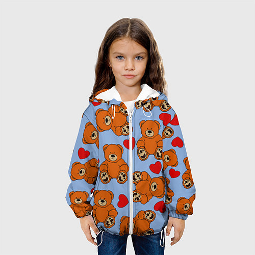 Детская куртка Мишки и сердца на голубом фоне / 3D-Белый – фото 3