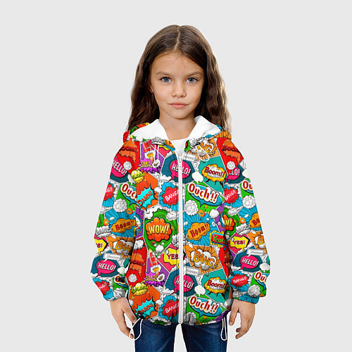 Детская куртка Bang Boom Ouch pop art pattern / 3D-Белый – фото 3