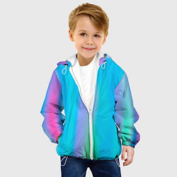 Куртка с капюшоном детская Неоновые голографические линии, цвет: 3D-белый — фото 2