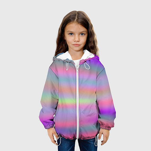 Детская куртка Голографические неоновые полосы / 3D-Белый – фото 3