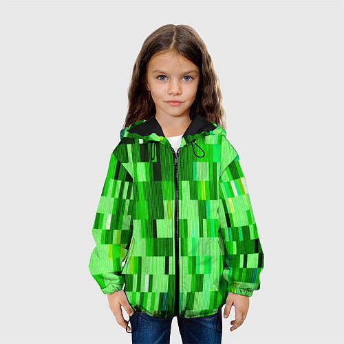 Детская куртка Зелёный глитч / 3D-Черный – фото 3