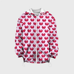 Куртка с капюшоном детская Двойное сердце на розовом фоне, цвет: 3D-белый