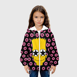Куртка с капюшоном детская Барт Симпсон на фоне пончиков, цвет: 3D-белый — фото 2