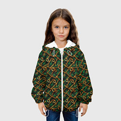 Куртка с капюшоном детская Золотая цепочка на зеленой ткани, цвет: 3D-белый — фото 2