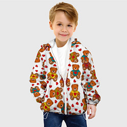 Куртка с капюшоном детская Мишки игрушки в свитерах и сердечки, цвет: 3D-белый — фото 2