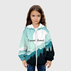 Куртка с капюшоном детская Горный Алтай пейзаж, цвет: 3D-белый — фото 2