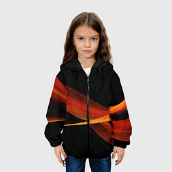 Куртка с капюшоном детская Красные оранжевые абстрактные полосы, цвет: 3D-черный — фото 2
