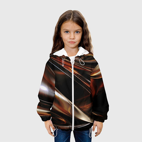 Детская куртка Изогнутая шоколадная абстракция / 3D-Белый – фото 3