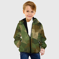 Куртка с капюшоном детская Камуфляжный геометрический паттерн, цвет: 3D-черный — фото 2