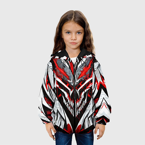 Детская куртка Агрессивный череп белый и красный / 3D-Черный – фото 3