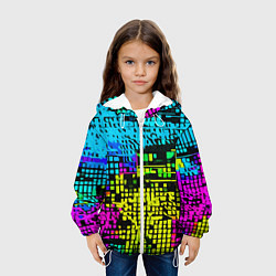 Куртка с капюшоном детская Разноцветный глитч на чёрном фоне, цвет: 3D-белый — фото 2