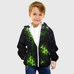 Куртка с капюшоном детская Неоновый зеленый, цвет: 3D-белый — фото 2