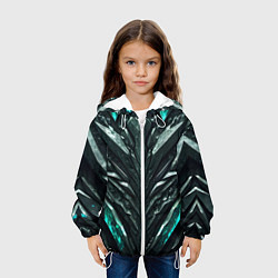Куртка с капюшоном детская Зелёная малахитовая броня, цвет: 3D-белый — фото 2