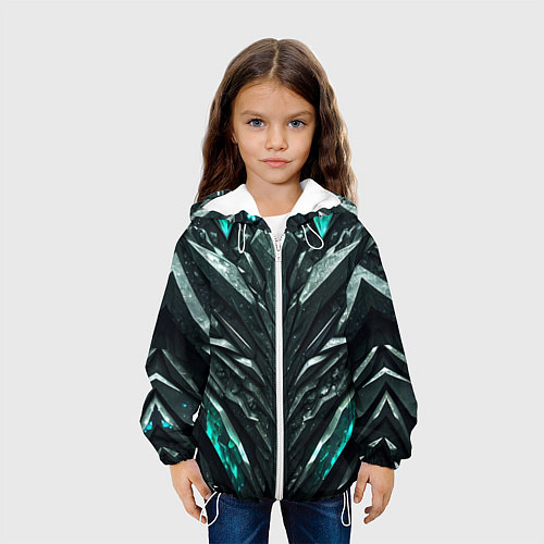 Детская куртка Зелёная малахитовая броня / 3D-Белый – фото 3