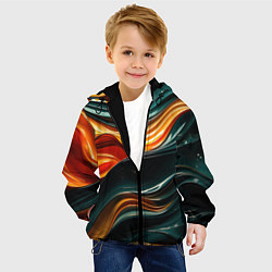 Куртка с капюшоном детская Вязкая объемная текстура, цвет: 3D-черный — фото 2