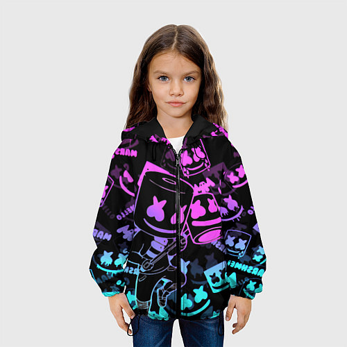 Детская куртка Marshmello neon pattern / 3D-Черный – фото 3