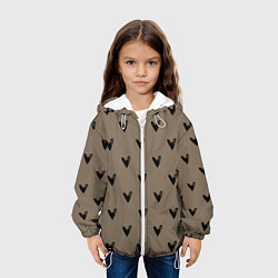 Куртка с капюшоном детская Кофейные сердечки, цвет: 3D-белый — фото 2