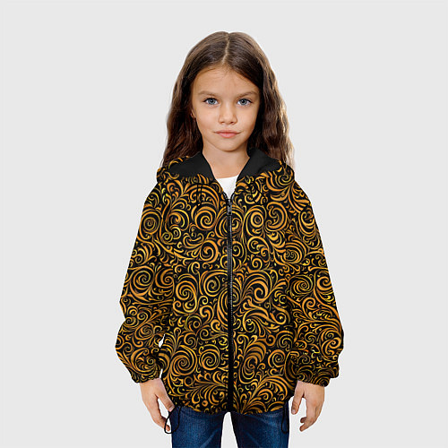 Детская куртка Золотые узоры завитки / 3D-Черный – фото 3