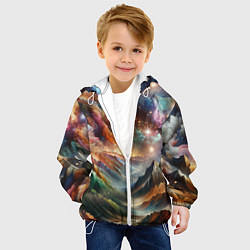Куртка с капюшоном детская Горы и блеск, цвет: 3D-белый — фото 2