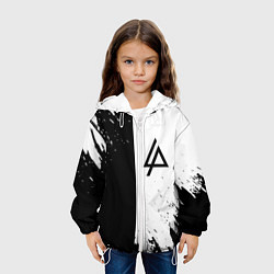 Куртка с капюшоном детская Linkin park краски чёрнобелый, цвет: 3D-белый — фото 2