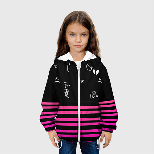 Детская куртка Lil Peep розовые полосы / 3D-Белый – фото 3