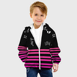 Куртка с капюшоном детская Lil Peep розовые полосы, цвет: 3D-белый — фото 2